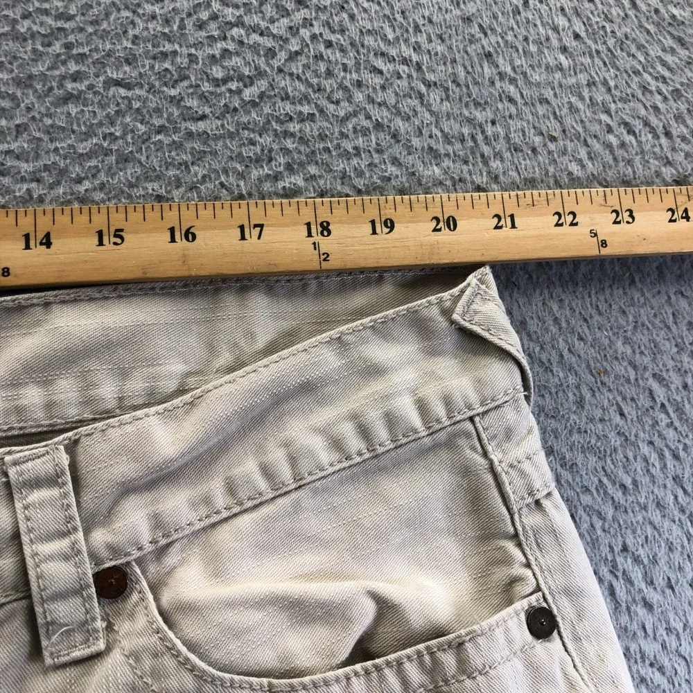 Vintage True Religion Jeans Mens 42x32 Tan Y2K Straight Skull Patch Made In USA